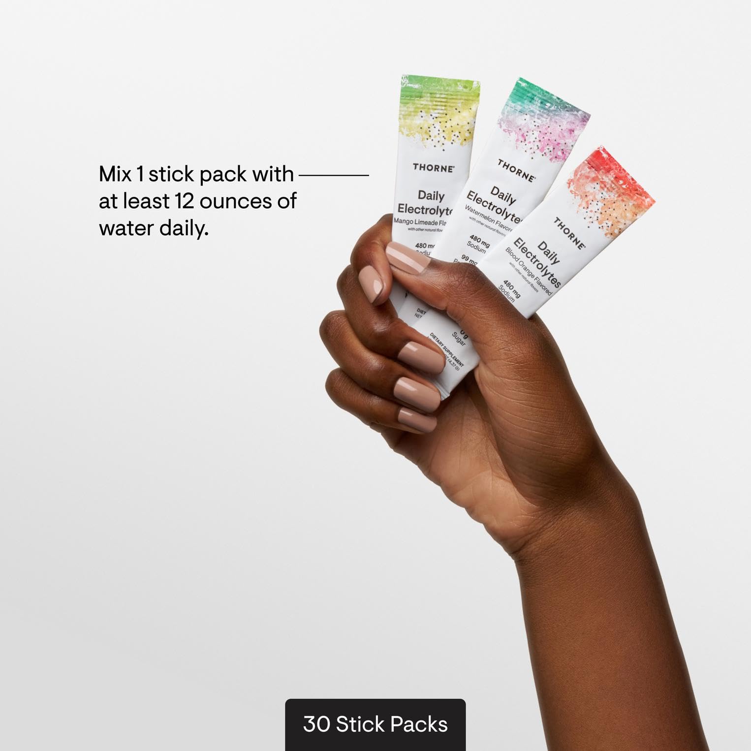 THORNE Daily Electrolytes on-the-go use for consistent hydration