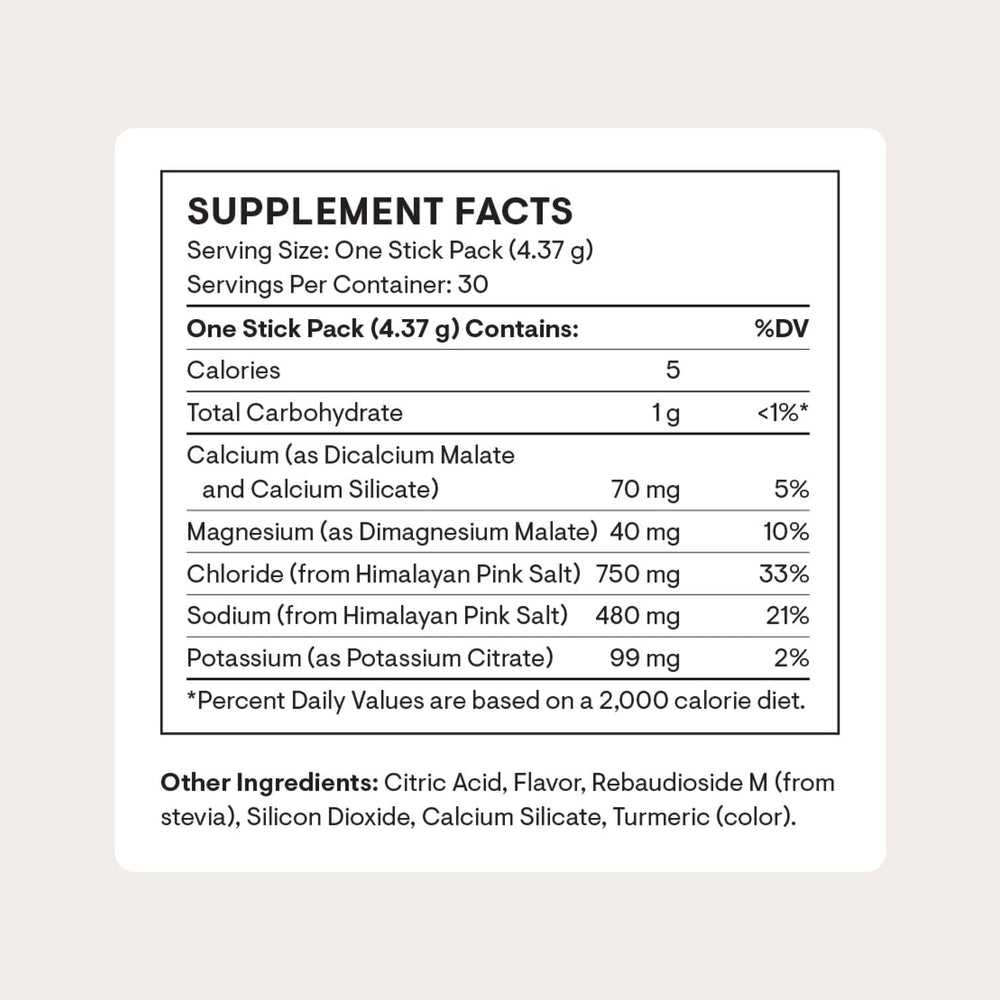 THORNE Daily Electrolytes stick-pack for convenient hydration on the go.