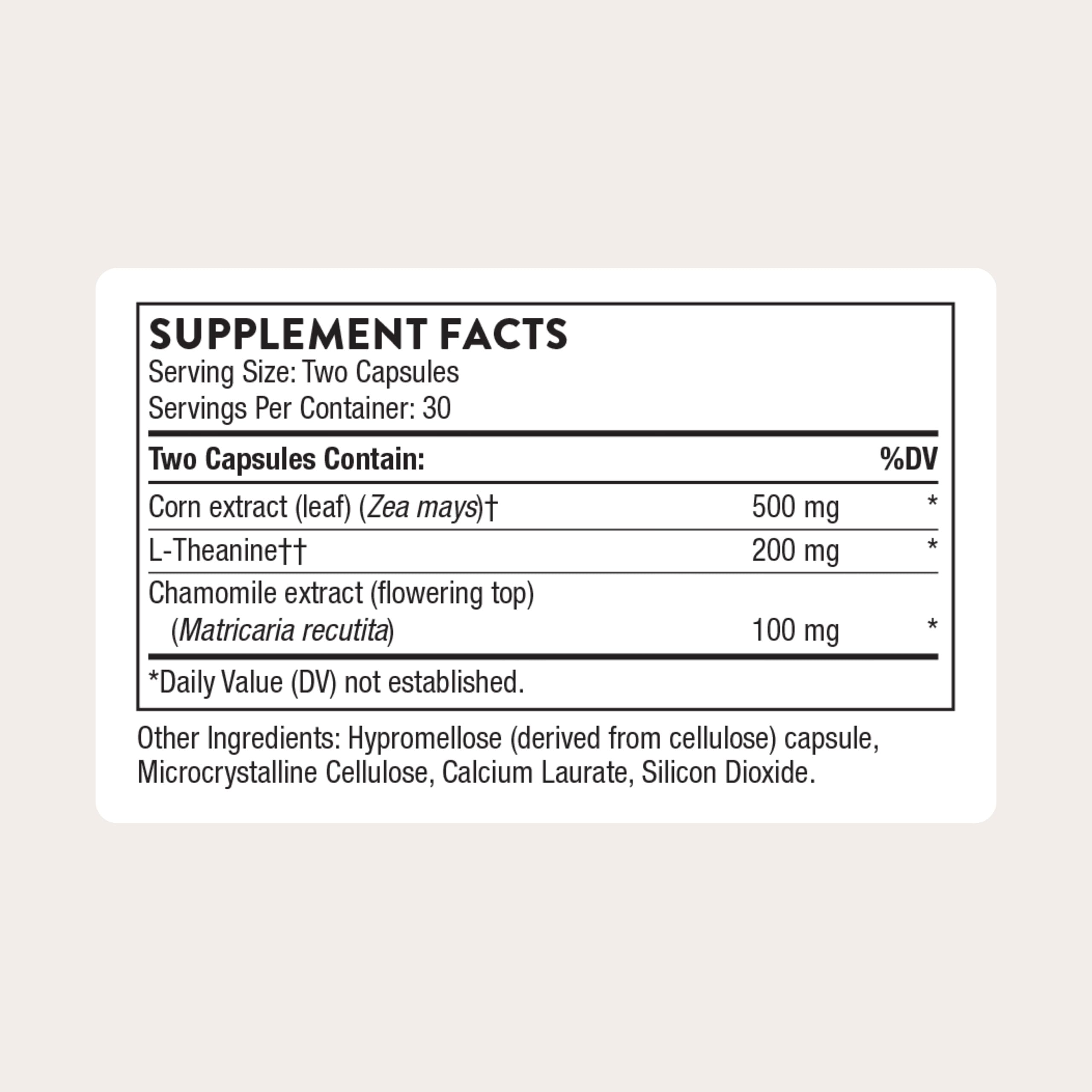 Thorne Deep Sleep Complex capsules close-up for easy bedtime routine.