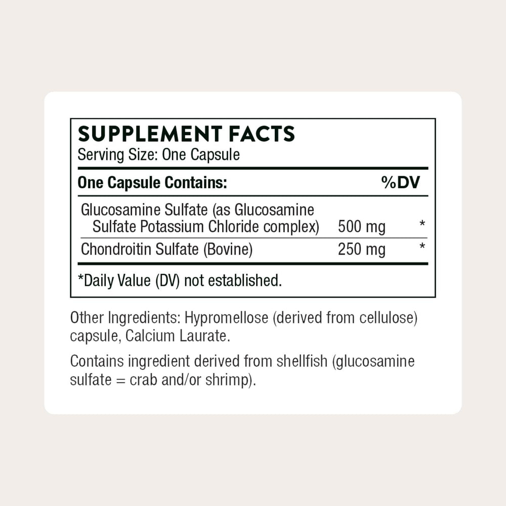 THORNE Glucosamine & Chondroitin capsules close-up for daily joint comfort