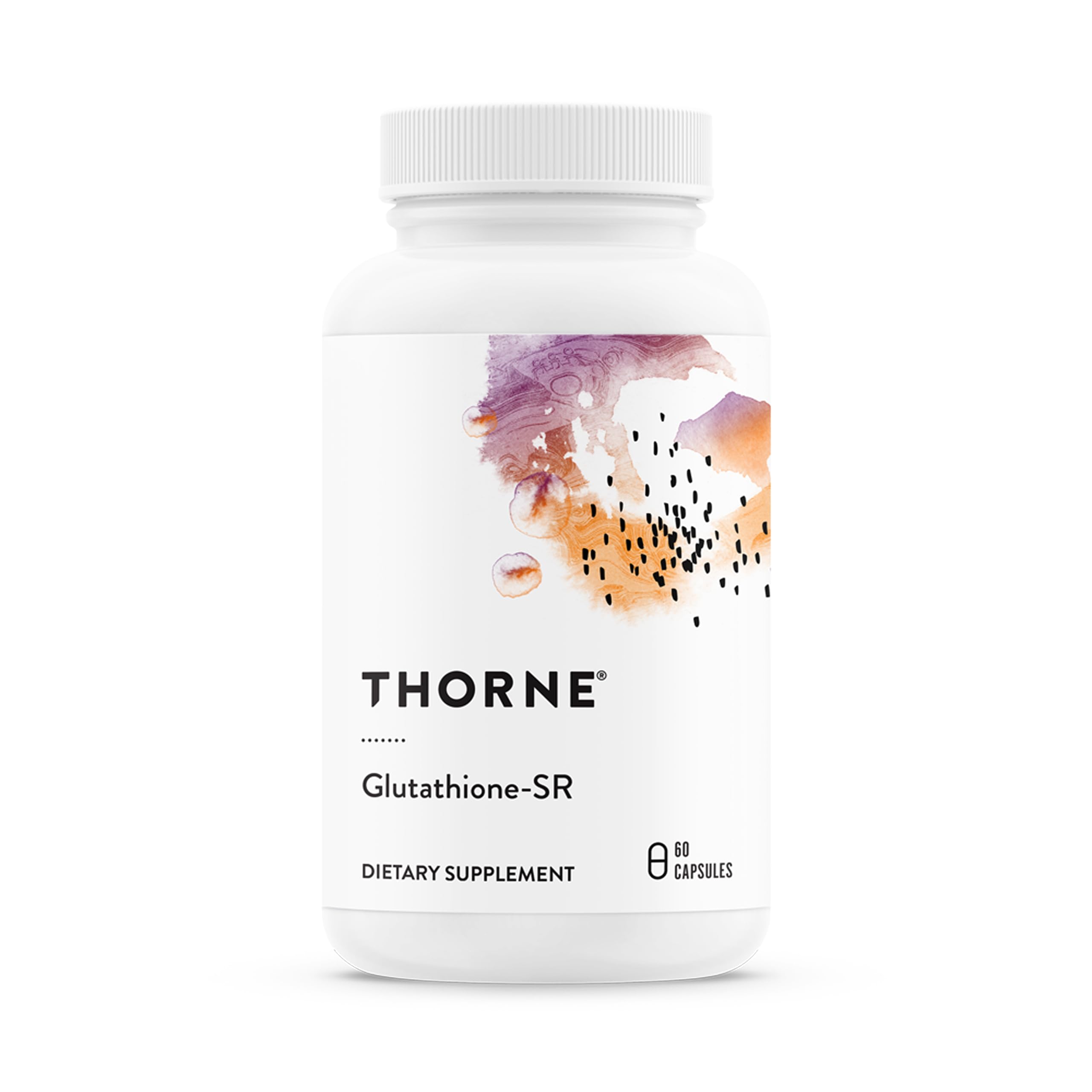 THORNE Glutathione-SR bottle front highlighting antioxidant support and NSF certification