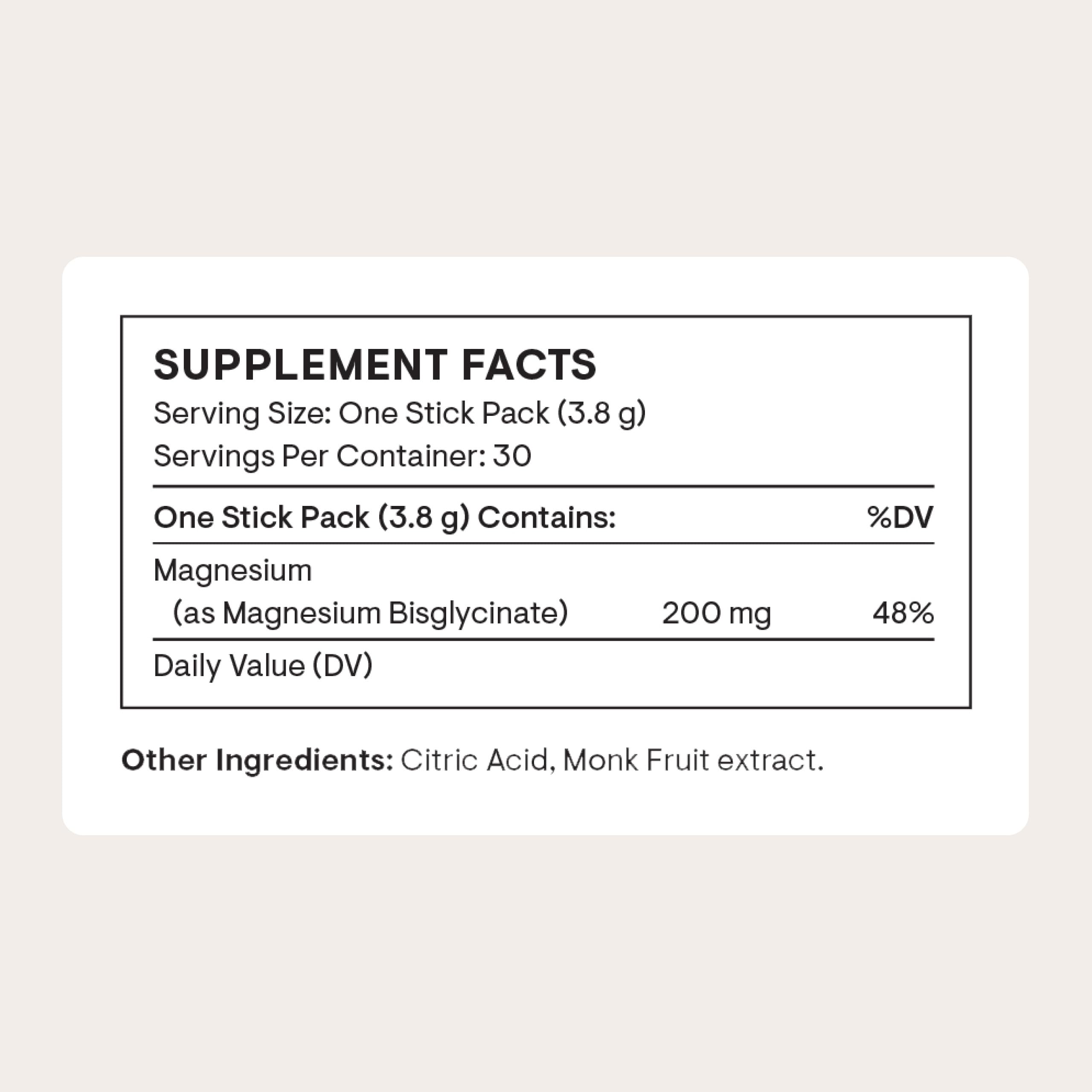 THORNE Magnesium Bisglycinate powder scoop shown beside a glass, ideal for easy mixing.