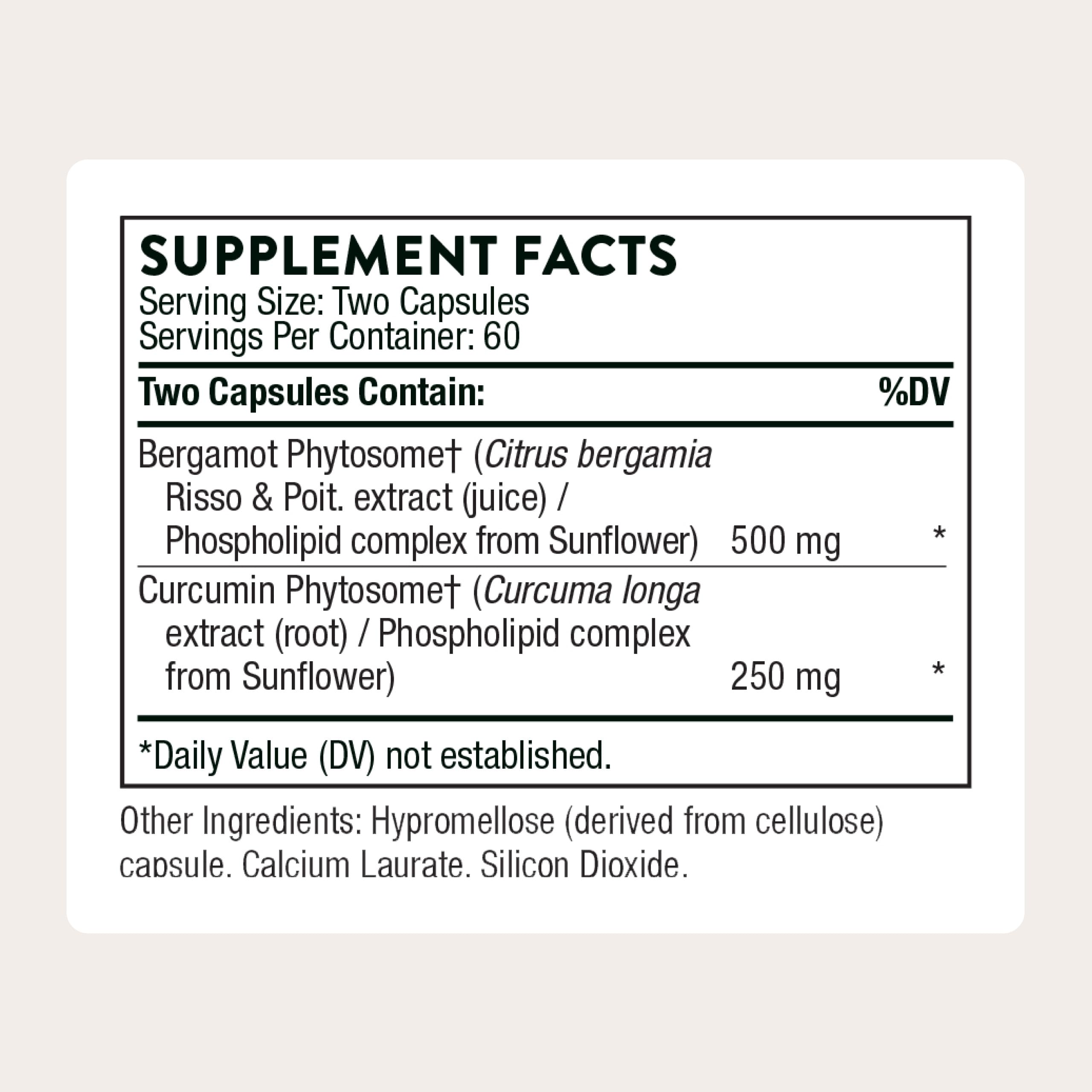 Close-up of bergamot-curcumin phytosome capsules for daily use