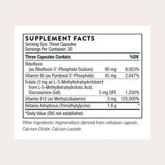 THORNE Methyl-Guard Plus label detail showing 5-MTHF and methylcobalamin.