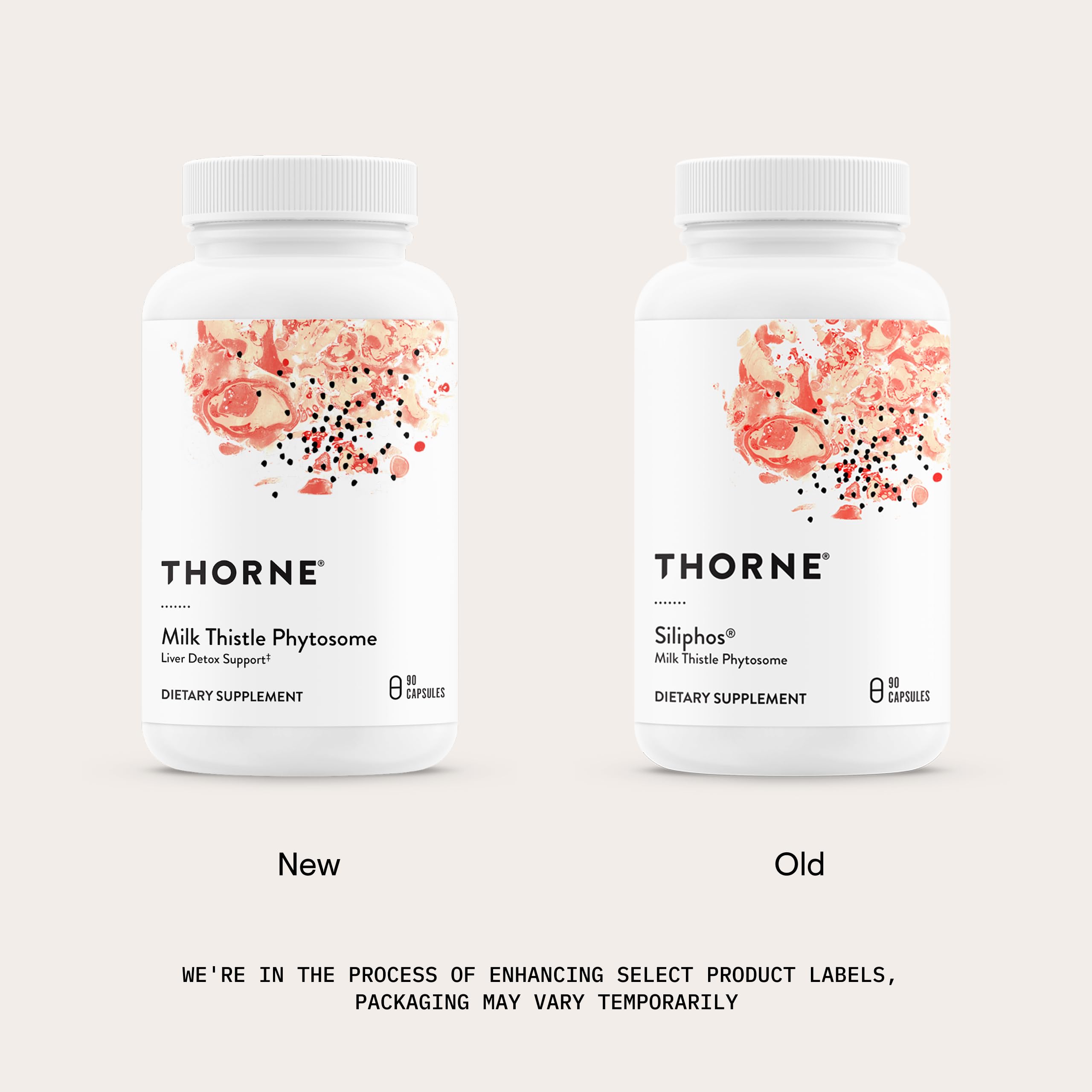 Ingredient list for THORNE Milk Thistle Phytosome highlighting silybin and sunflower phospholipids