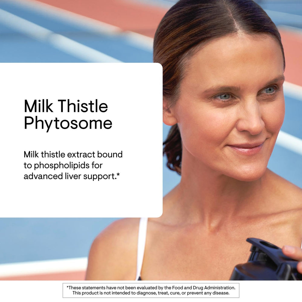 Illustration explaining THORNE Milk Thistle Phytosome phytosome technology and absorption