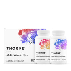 THORNE Multi-Vitamin Elite AM bottle supports daytime energy and joint mobility.