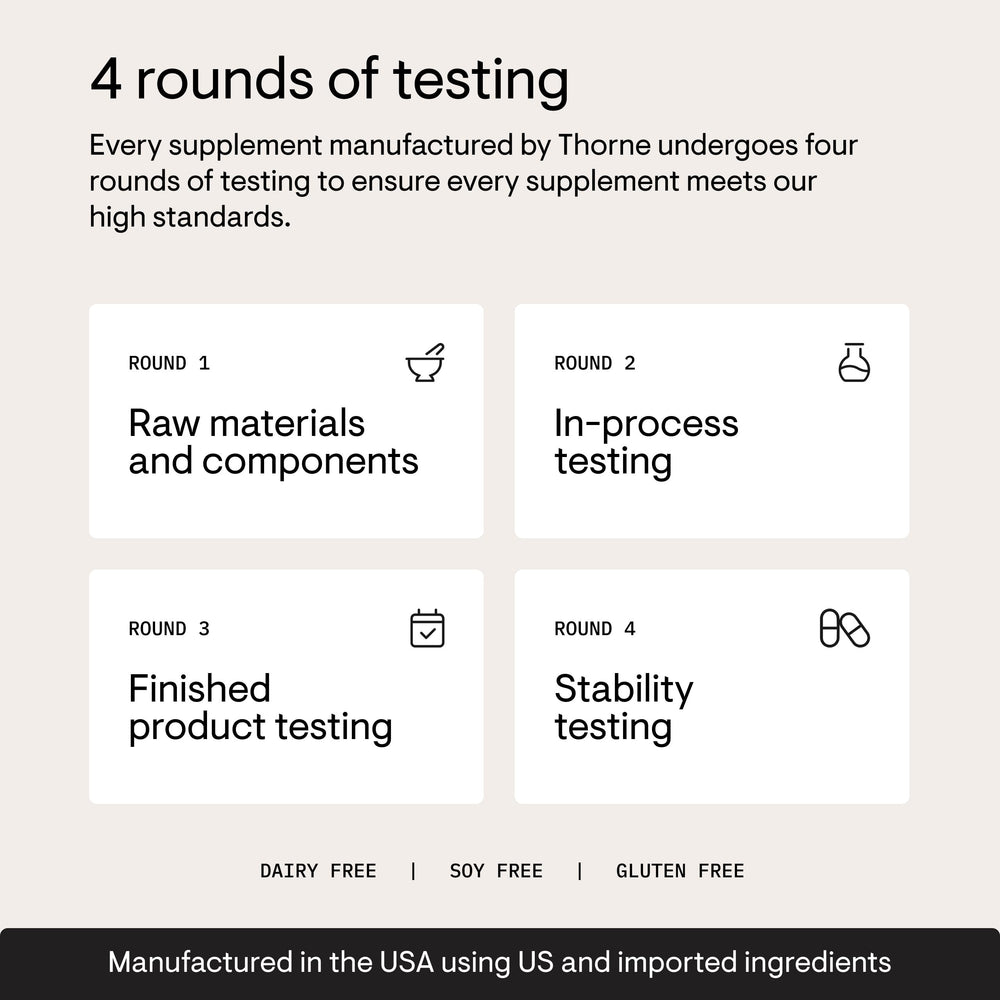 Thorne NAC 500mg certification seal confirms third-party testing for trust.