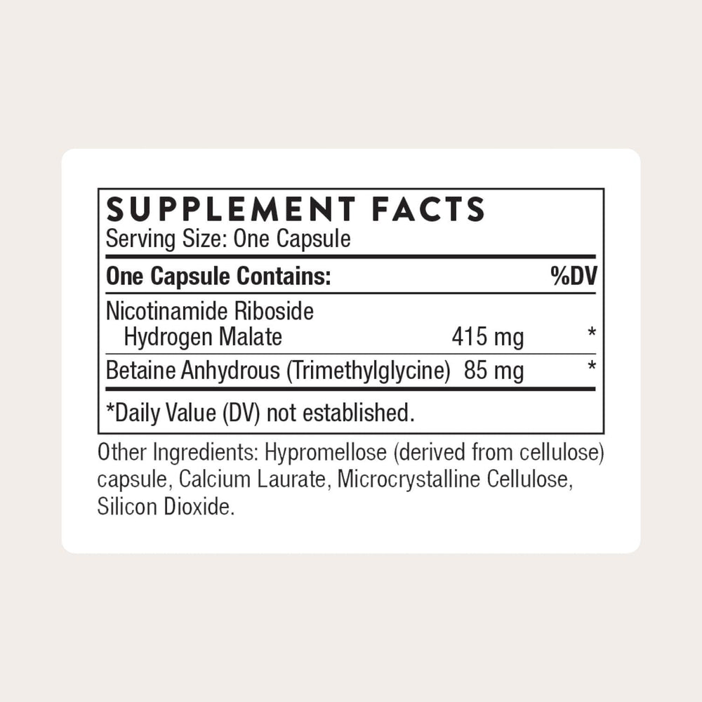 THORNE NiaCel 400 bottle back showing label details and NSF for Sport