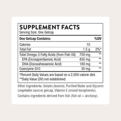 THORNE Omega-3 with CoQ10 softgels close-up for easy daily supplementation