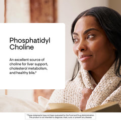 THORNE phosphatidyl choline bottle pour illustrating simple dosing and portability.