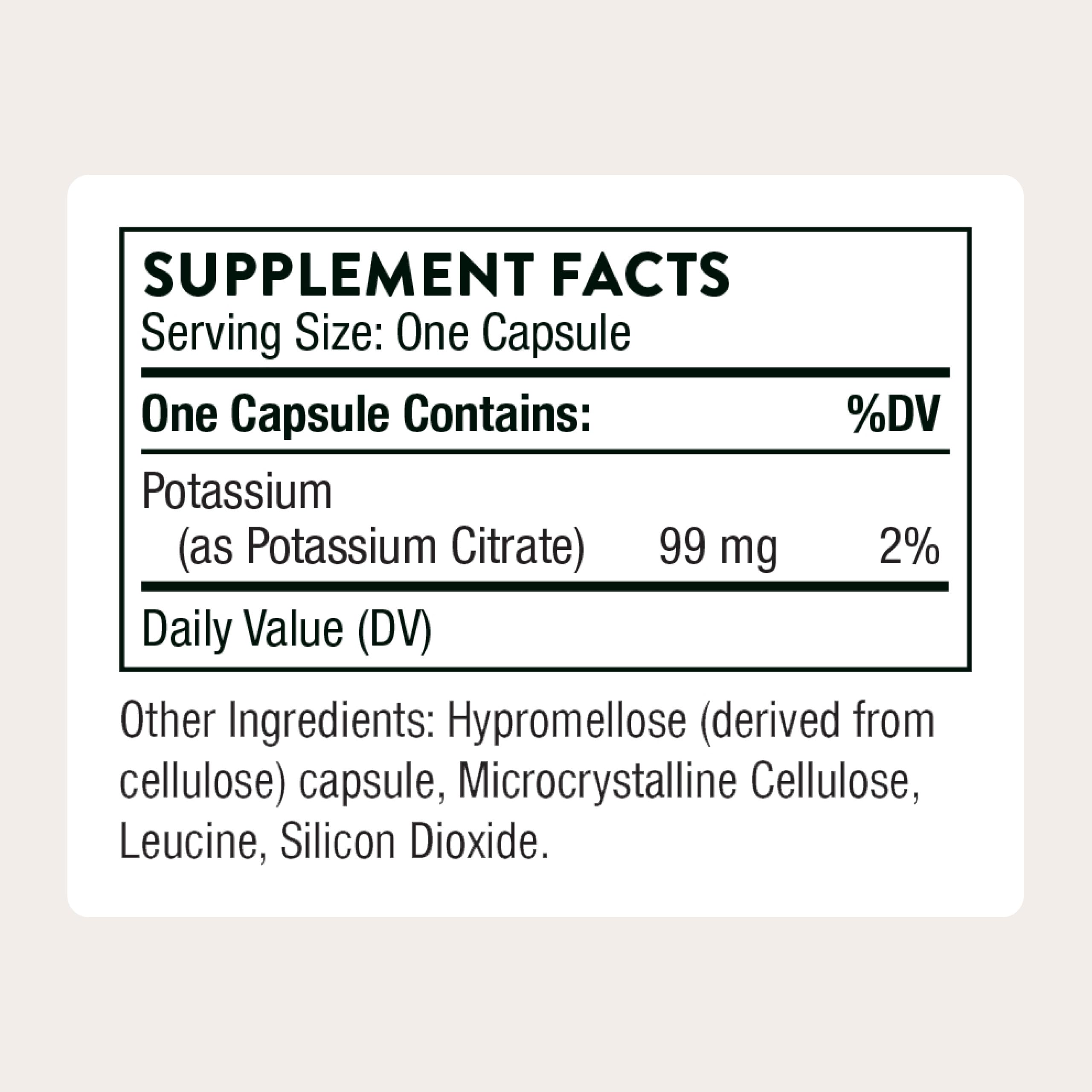 THORNE Potassium Citrate capsules close-up highlighting convenient supplementation.