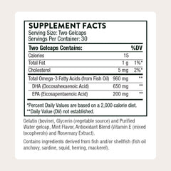 THORNE Prenatal DHA bottle front highlights 650 mg DHA.