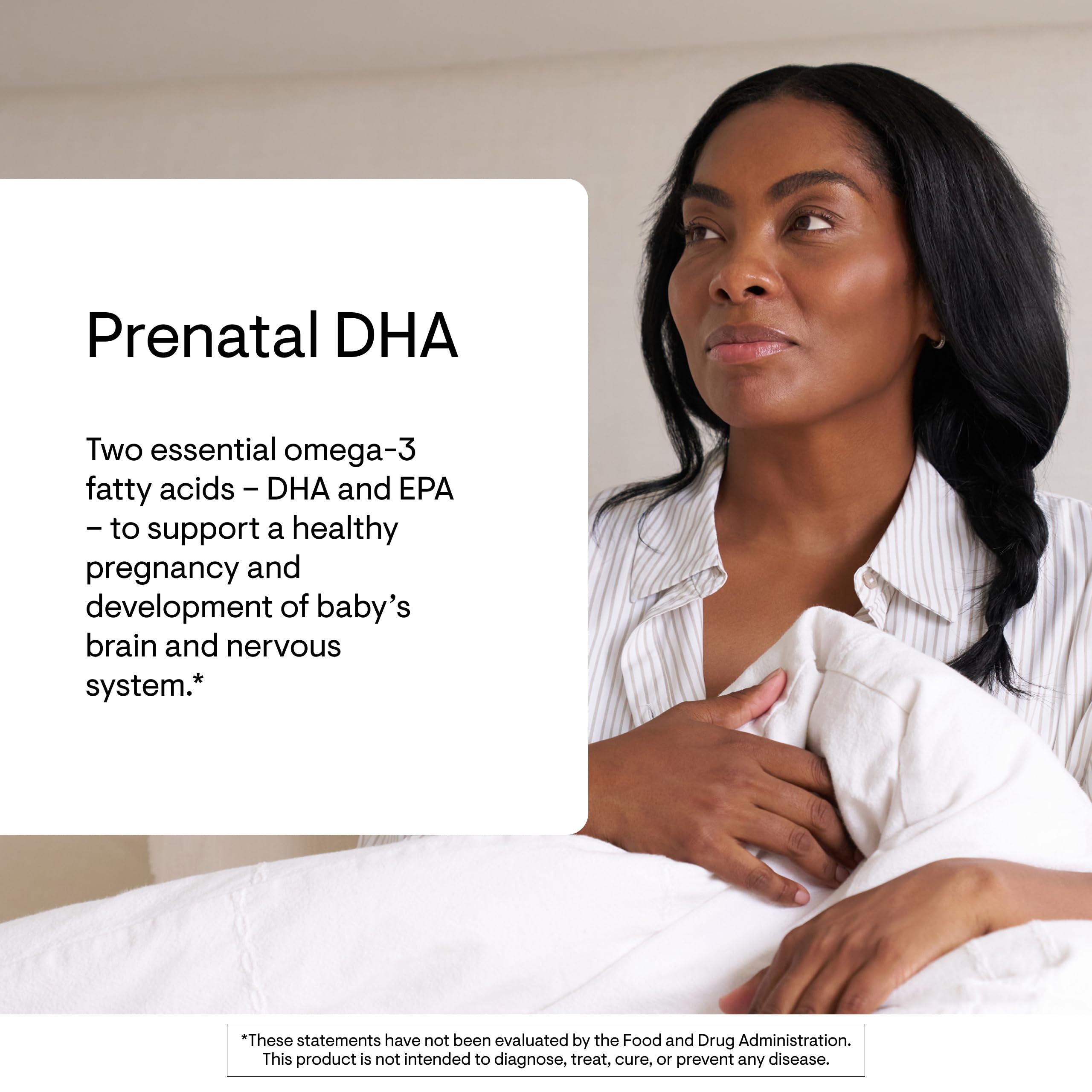 THORNE Prenatal DHA label detail and third-party certification badge.