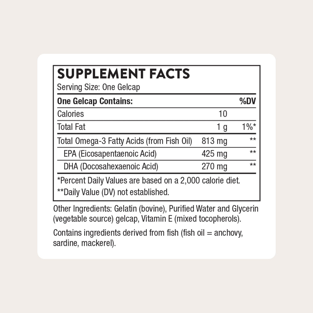 THORNE Super EPA bottle label highlights EPA and DHA ingredients.