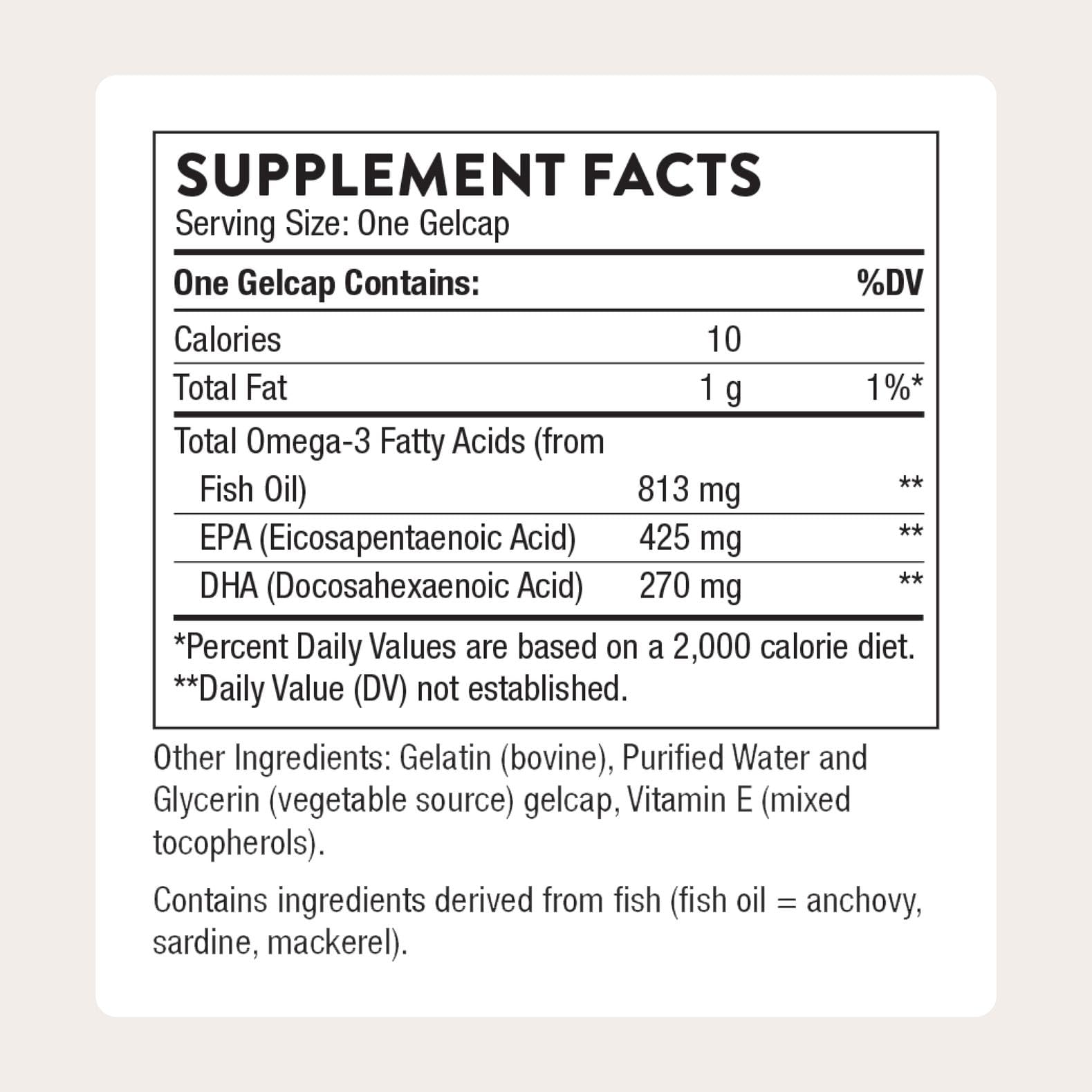 THORNE Super EPA softgels closeup showing easy daily omega-3 intake.