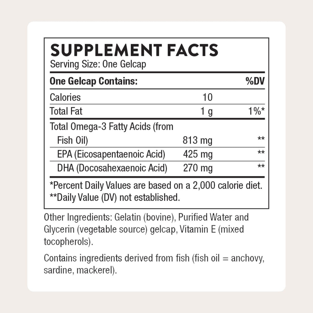THORNE Super EPA softgels closeup showing easy daily omega-3 intake.