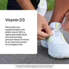 THORNE vegan D3 bottle label highlights plant-based source and serving options