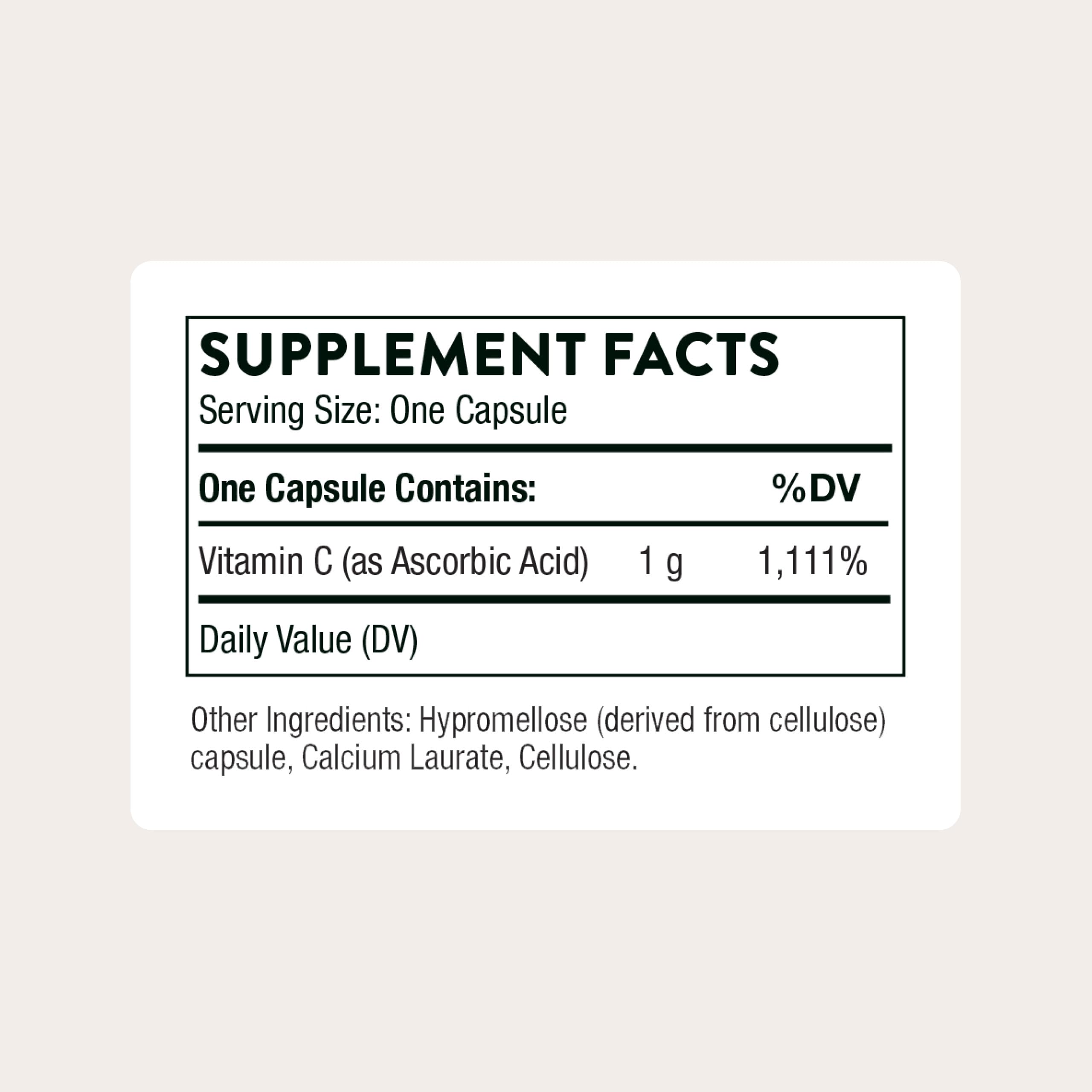 THORNE Vitamin C 1,000 mg capsules for convenient daily antioxidant support.
