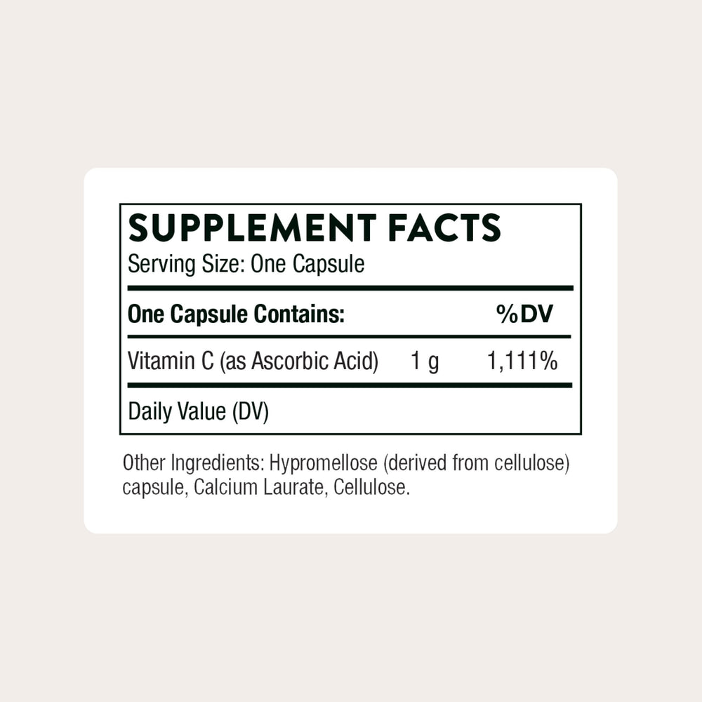THORNE Vitamin C 1,000 mg capsules for convenient daily antioxidant support.