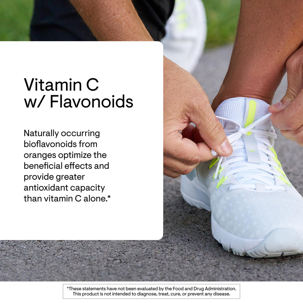 Thorne Vitamin C 500mg capsules close-up shows easy-to-swallow capsules.