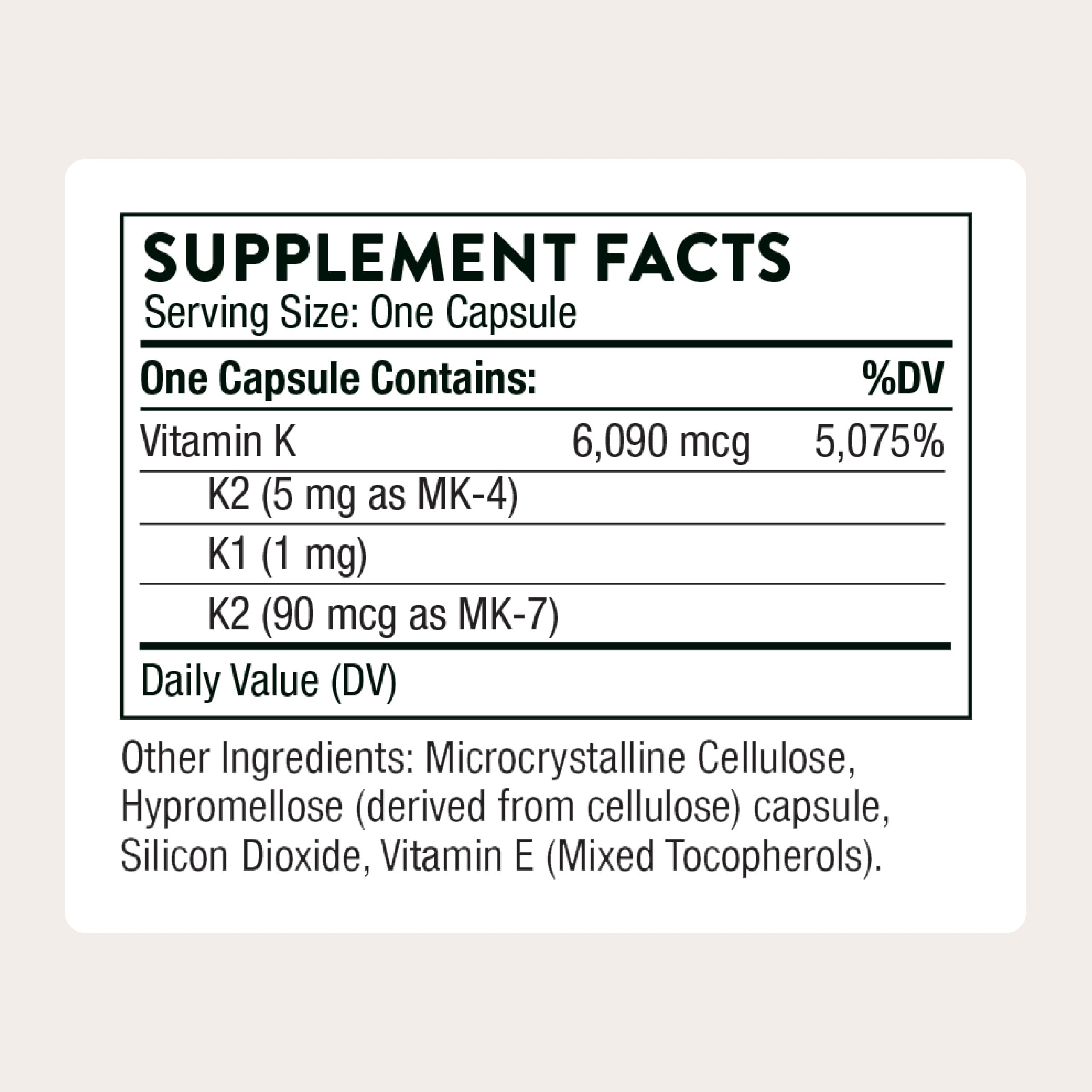 Thorne Vitamin K capsules close-up highlights capsule integrity for consistent bone support.