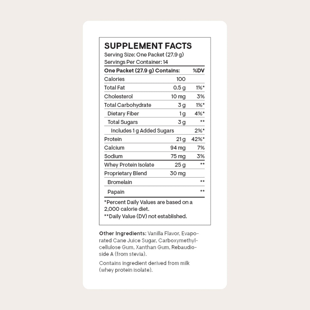 THORNE Whey Protein Isolate vanilla scoop with powder for easy post-workout mixing.