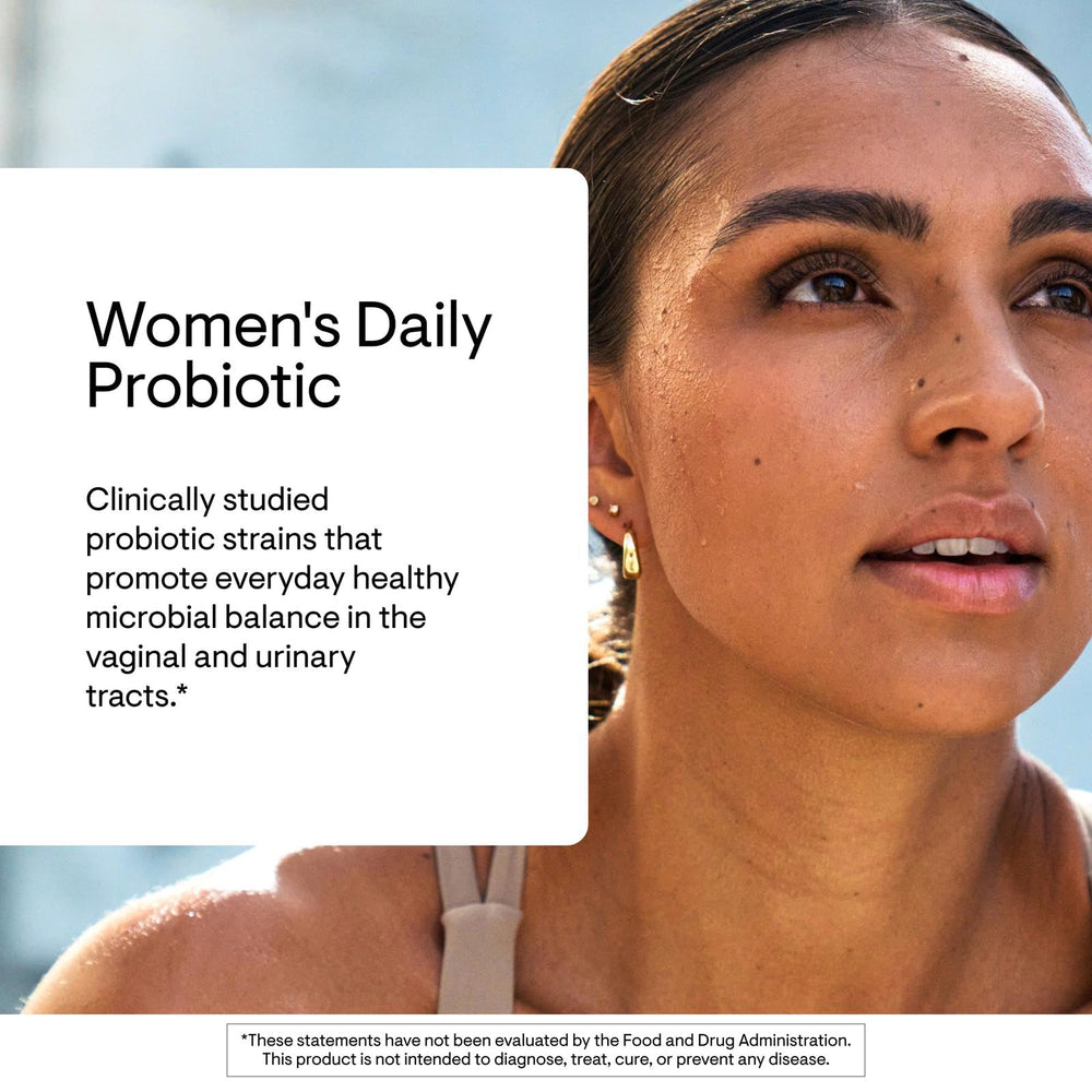 THORNE Women's Daily Probiotic capsules closeup highlights easy daily intake.