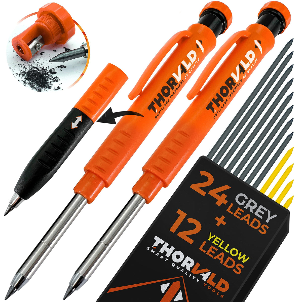 THORVALD 2 carpenter pencils set for precise wood marking and metal tracing.