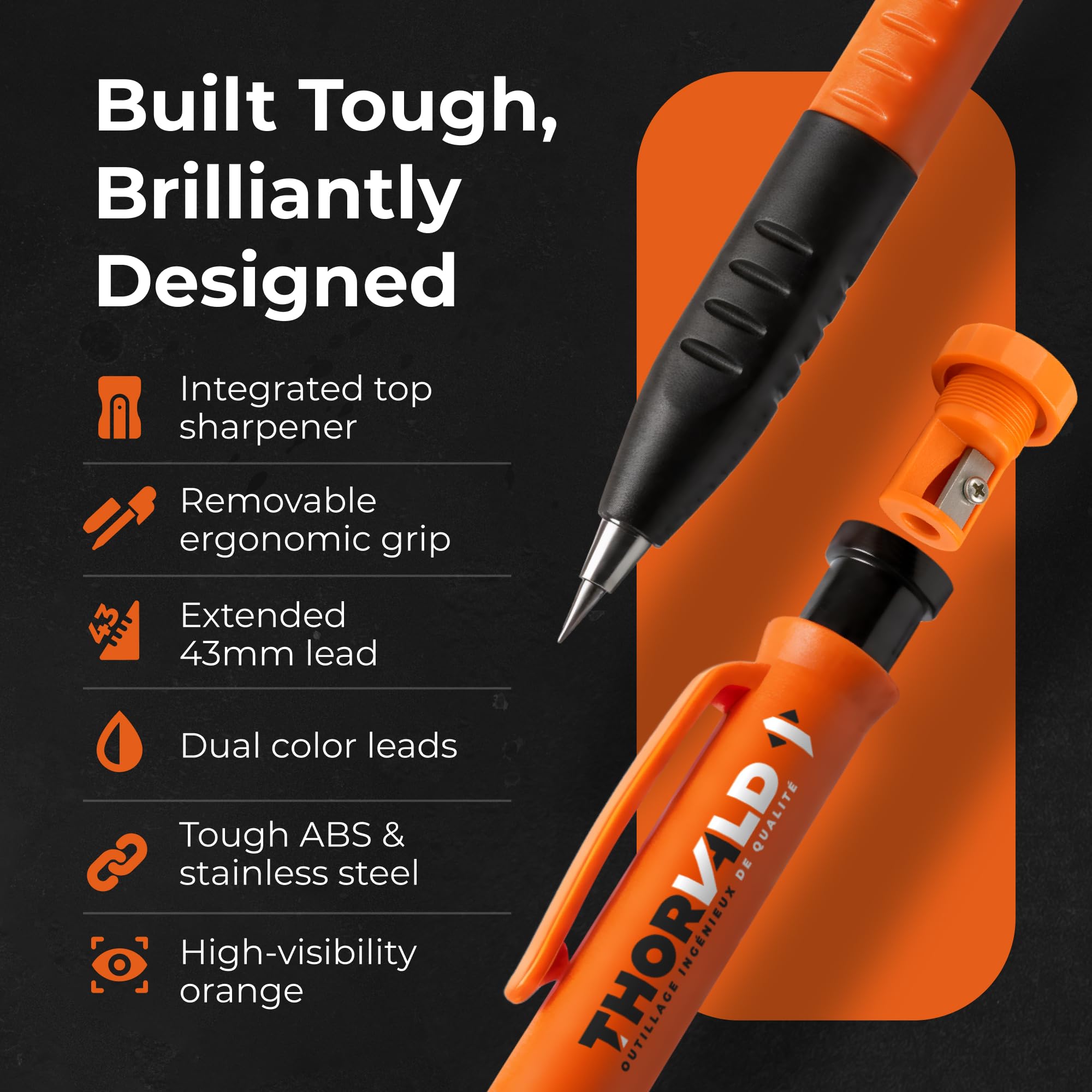 THORVALD fine-point tip enables accurate marking in small holes.