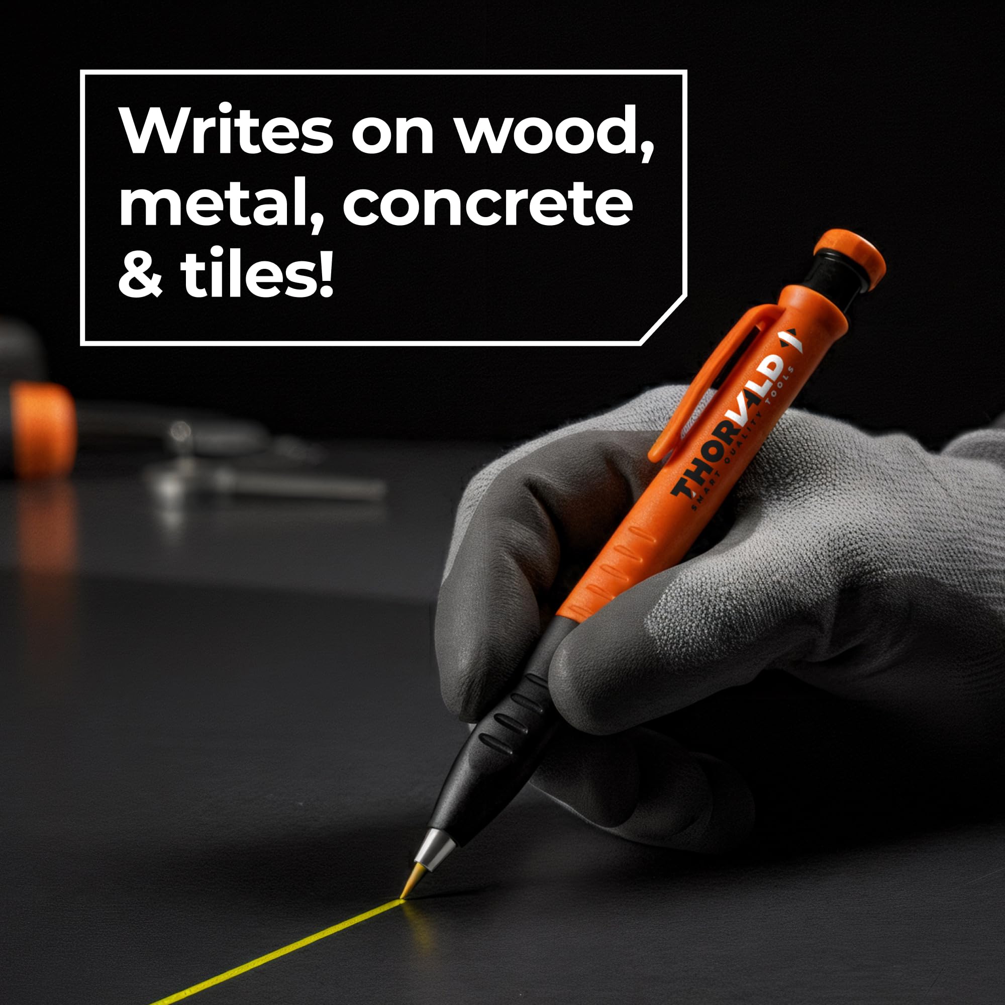 THORVALD yellow leads for tracing on dark surfaces and concrete.