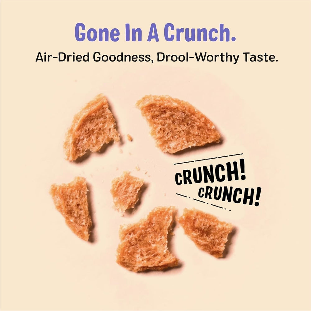 Three Dog Bakery Bark'N Crunch Chicken Chips dog-snack image illustrates a tasty, protein-forward reward.