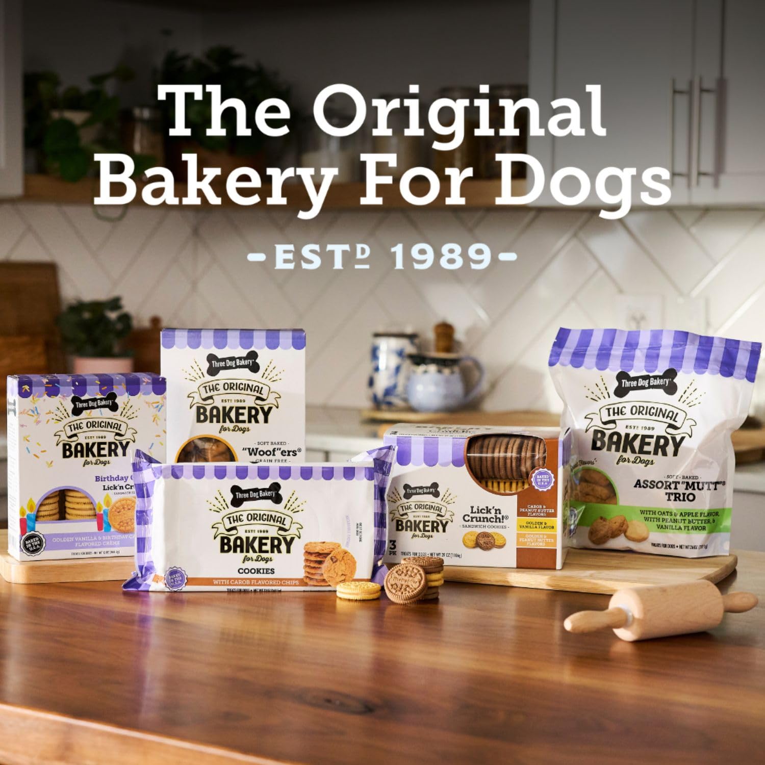 Three Dog Bakery training treats illustrate reliable rewards for practice sessions.
