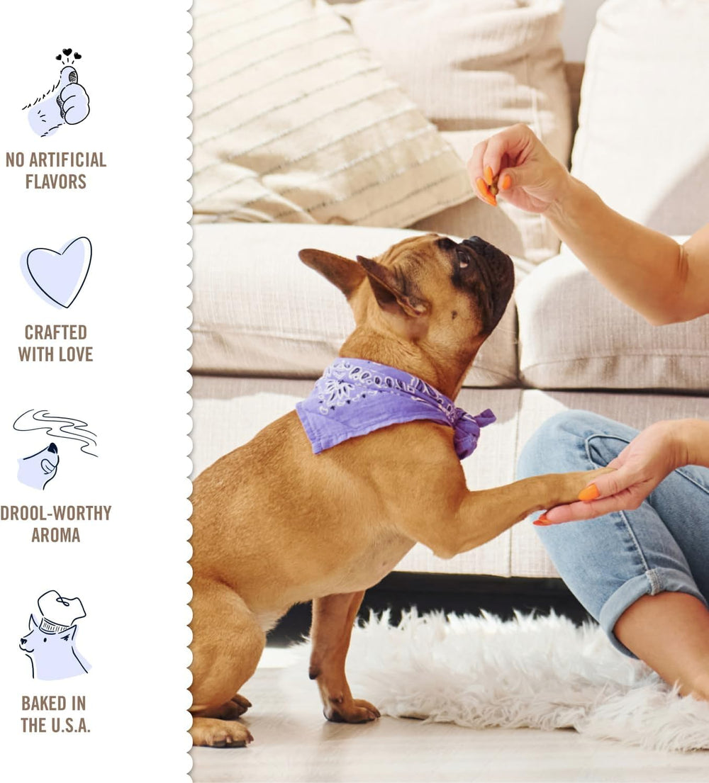 Three Dog Bakery training-treat bites ideal for positive reinforcement.