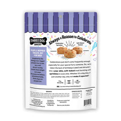 Three Dog Bakery vanilla-honey dog treat closeup highlights real ingredients and flavor appeal.