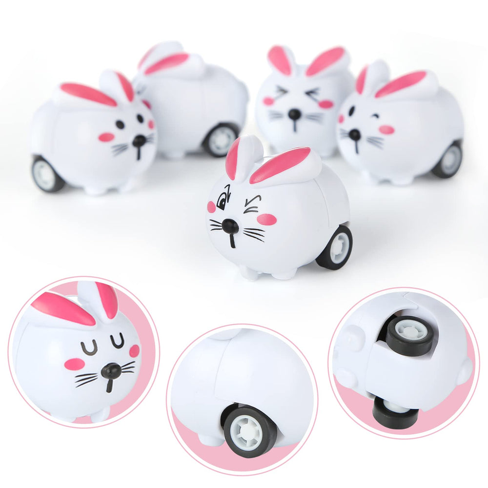 Three Otters bunny-shaped pull-back car for extended play.