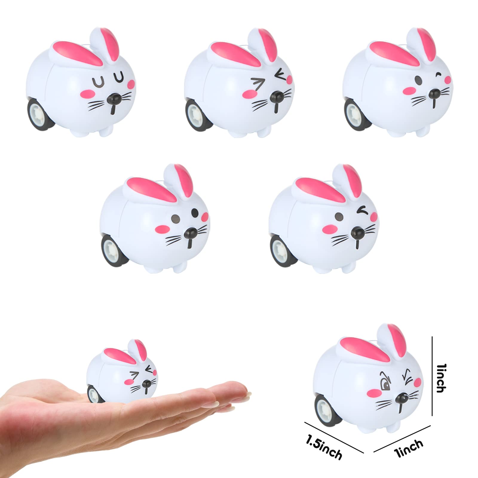 Three Otters colorful bunny cars in six styles for party favors.