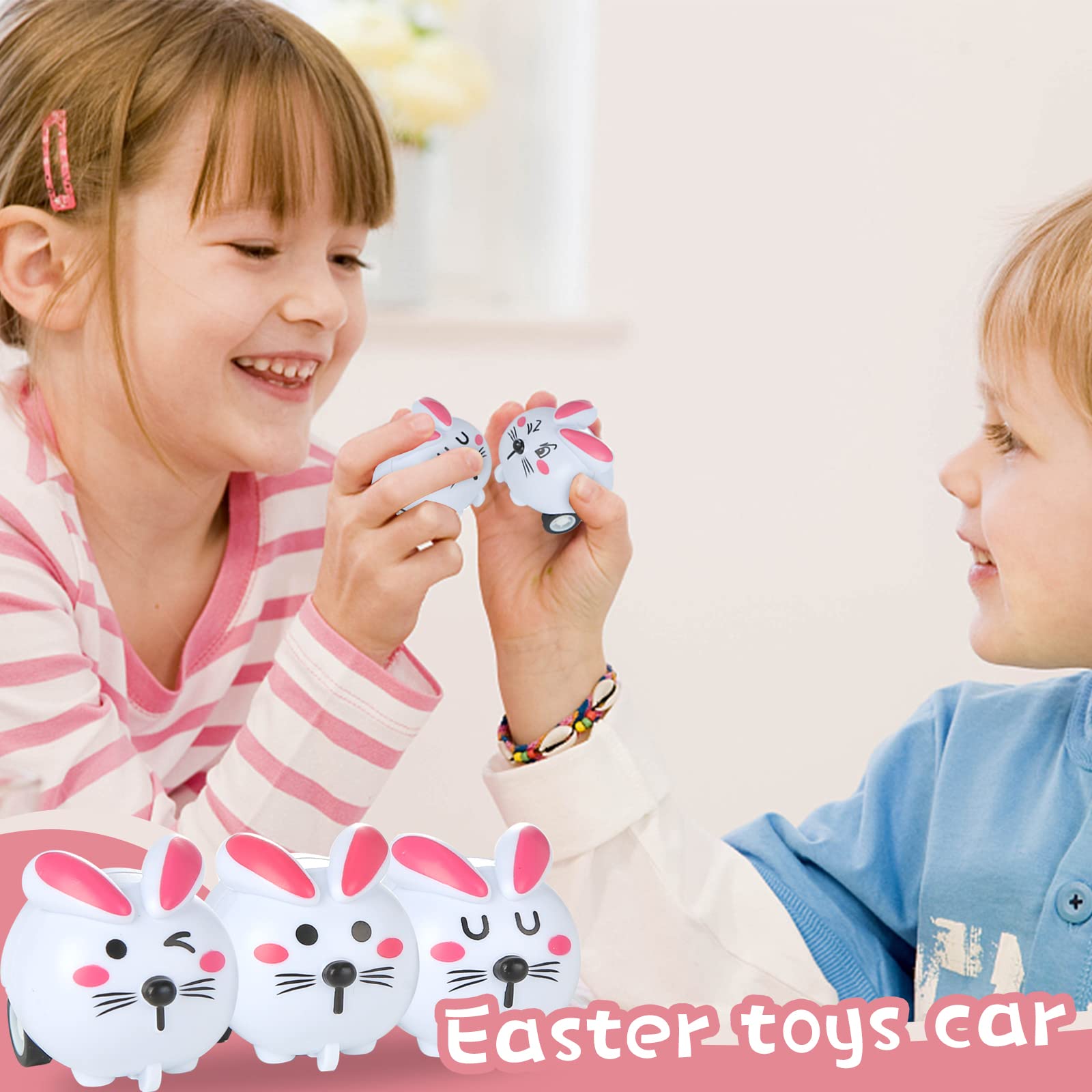 Three Otters durable Easter toy cars with smooth surfaces for little hands.