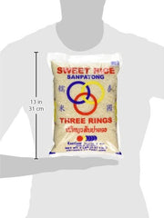 Three Rings Thai Sticky Rice cooked and fluffy, ideal for desserts and savory bowls