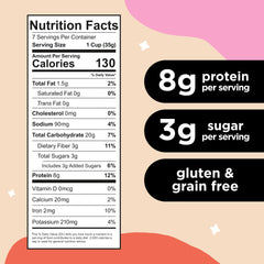 Three Wishes Cinnamon grain-free cereal serving bowl showcases protein-packed start