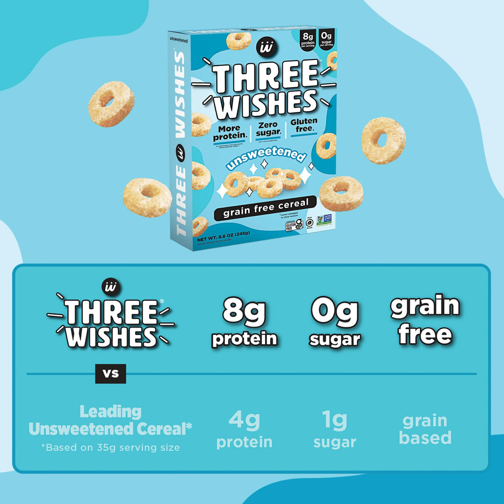 Three Wishes vegan gluten-free pack showcases clean plant-based ingredients.