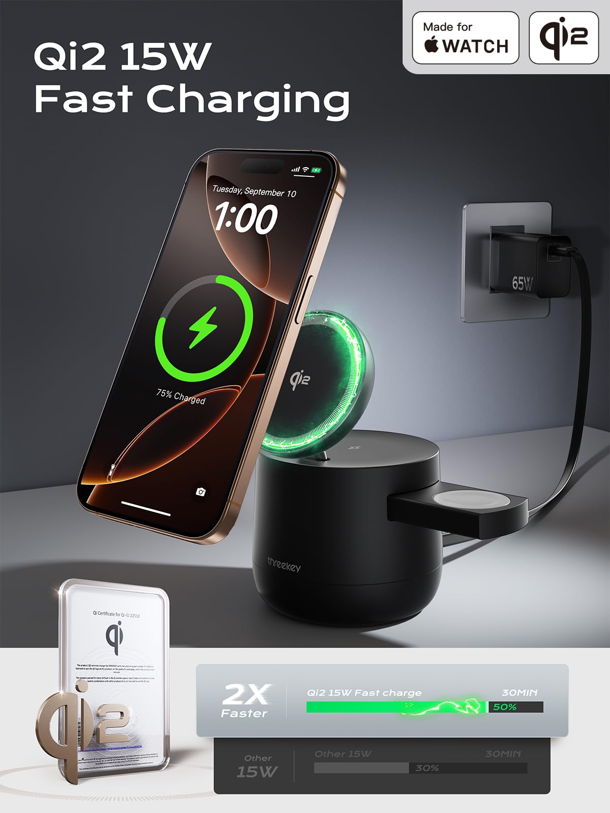ThreeKey StandBy mode helps position iPhone as a bedside clock while charging