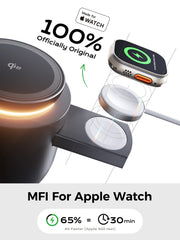 ThreeKey warm white ambient light creates a calming night charging ambiance