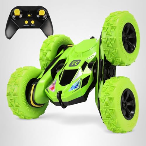 Threeking RC flip car green 6-cars race-capability enables group battles