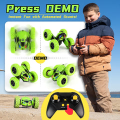 Threeking RC flip car green breathing-lights illuminate nighttime play sessions