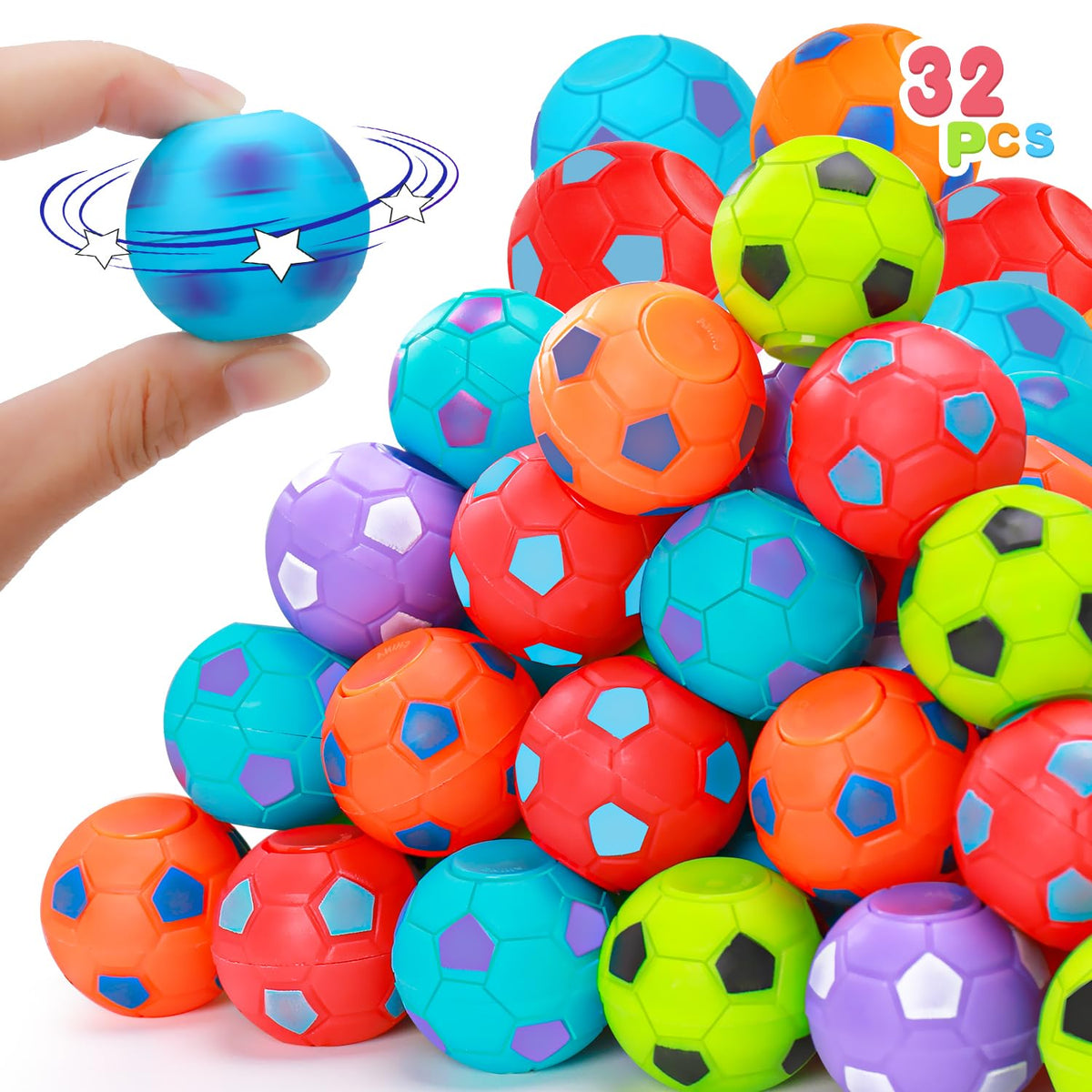 Thremhoo colorful fidget spinner soccer balls for kids' play and party fun.