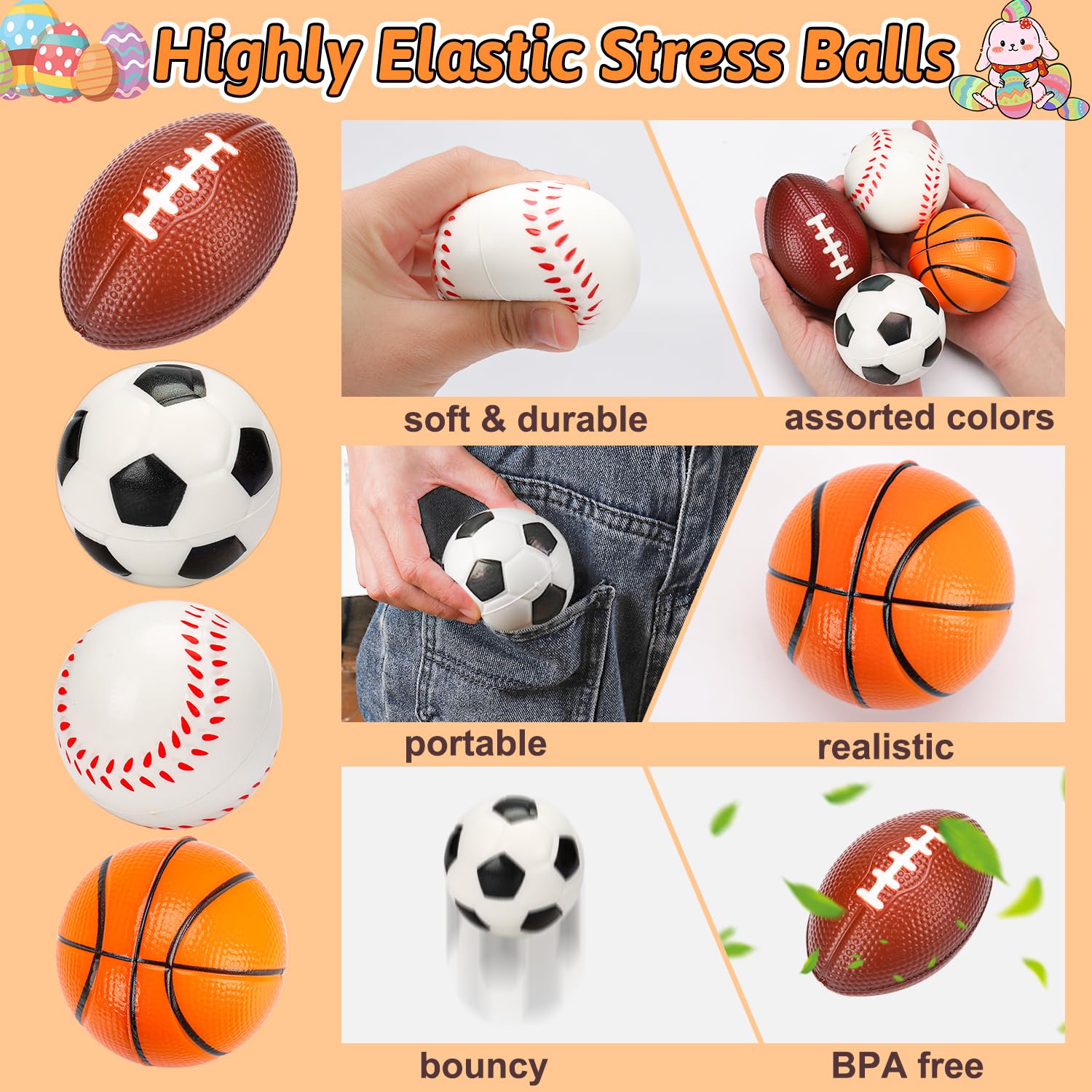Thremhoo stress balls football, ideal pinata fillers and party favors