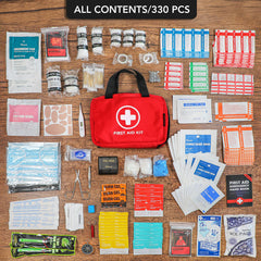 THRIAID 330-Piece First Aid Kit compact dimensions fit in glove box.