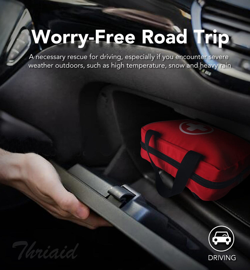 THRIAID 330-Piece First Aid Kit durable bag and double zipper for daily use.