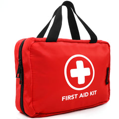 THRIAID 330-Piece First Aid Kit front view shows compact portability for home and car.